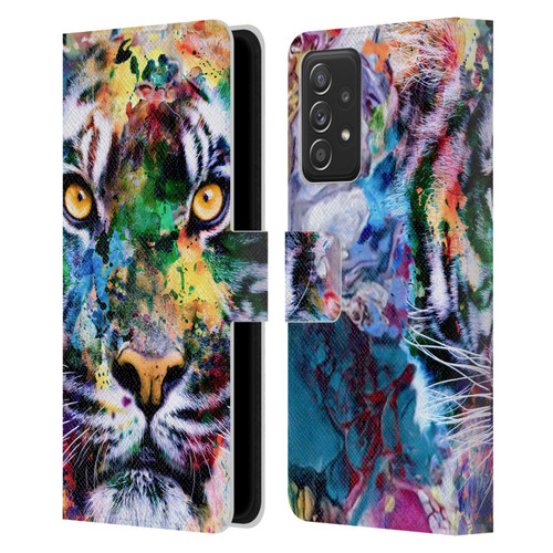 Riza Peker Animal Abstract Abstract Tiger Leather Book Wallet Case Cover For Samsung Galaxy A53 5G (2022)