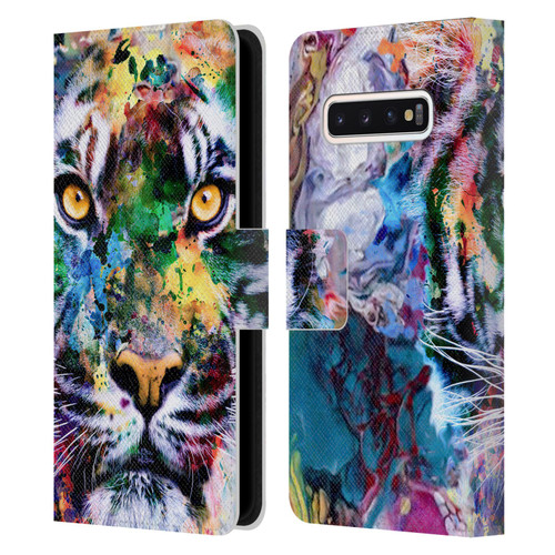 Riza Peker Animal Abstract Abstract Tiger Leather Book Wallet Case Cover For Samsung Galaxy S10
