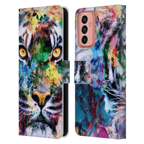 Riza Peker Animal Abstract Abstract Tiger Leather Book Wallet Case Cover For Samsung Galaxy M13 (2022)