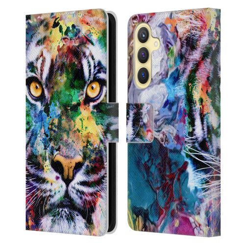 Riza Peker Animal Abstract Abstract Tiger Leather Book Wallet Case Cover For Samsung Galaxy S23 FE 5G