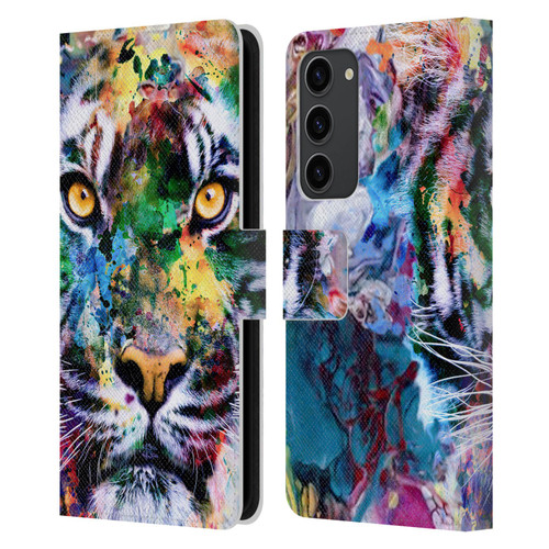 Riza Peker Animal Abstract Abstract Tiger Leather Book Wallet Case Cover For Samsung Galaxy S23+ 5G