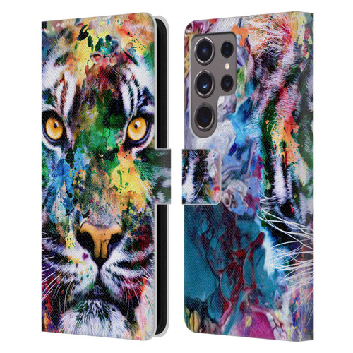 Riza Peker Animal Abstract Abstract Tiger Leather Book Wallet Case Cover For Samsung Galaxy S24 Ultra 5G