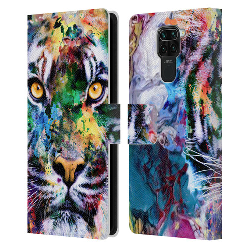 Riza Peker Animal Abstract Abstract Tiger Leather Book Wallet Case Cover For Xiaomi Redmi Note 9 / Redmi 10X 4G
