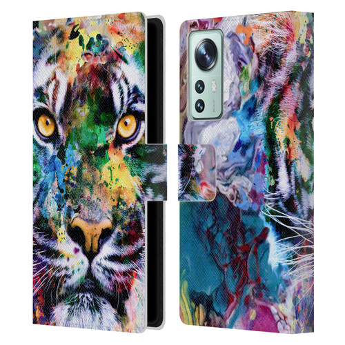 Riza Peker Animal Abstract Abstract Tiger Leather Book Wallet Case Cover For Xiaomi 12
