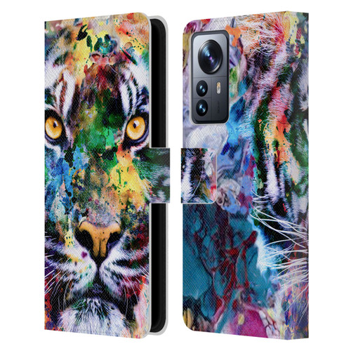 Riza Peker Animal Abstract Abstract Tiger Leather Book Wallet Case Cover For Xiaomi 12 Pro