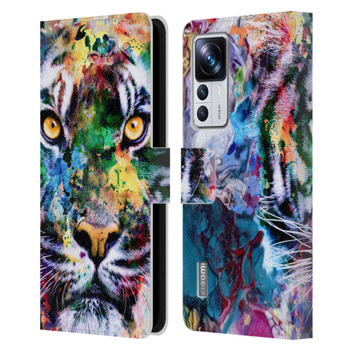 Riza Peker Animal Abstract Abstract Tiger Leather Book Wallet Case Cover For Xiaomi 12T Pro