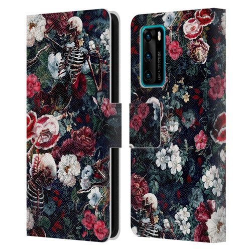Riza Peker Skulls 9 Skeletal Bloom Leather Book Wallet Case Cover For Huawei P40 5G