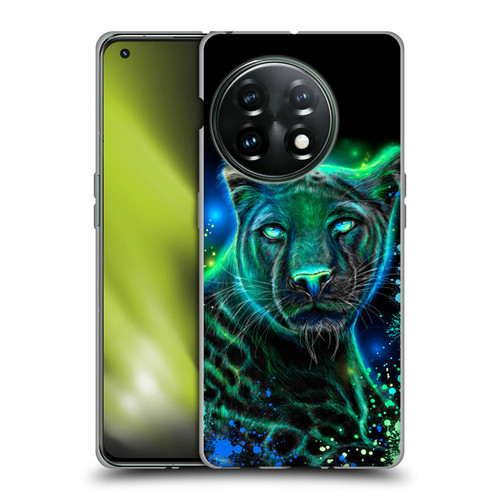Sheena Pike Big Cats Neon Blue Green Panther Soft Gel Case for OnePlus 11 5G