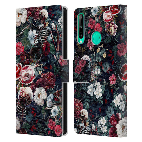 Riza Peker Skulls 9 Skeletal Bloom Leather Book Wallet Case Cover For Huawei P40 lite E