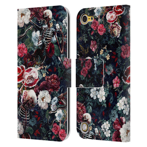 Riza Peker Skulls 9 Skeletal Bloom Leather Book Wallet Case Cover For Apple iPod Touch 5G 5th Gen