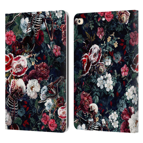 Riza Peker Skulls 9 Skeletal Bloom Leather Book Wallet Case Cover For Apple iPad 9.7 2017 / iPad 9.7 2018