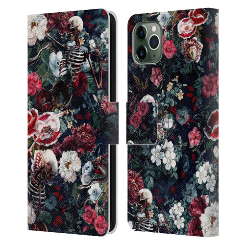 Riza Peker Skulls 9 Skeletal Bloom Leather Book Wallet Case Cover For Apple iPhone 11 Pro Max