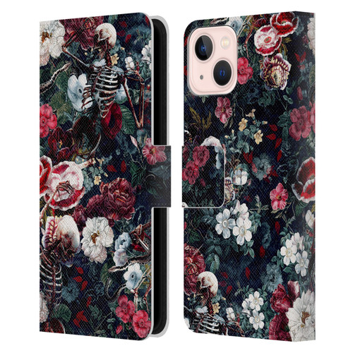 Riza Peker Skulls 9 Skeletal Bloom Leather Book Wallet Case Cover For Apple iPhone 13