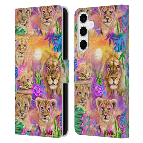 Sheena Pike Big Cats Daydream Lions And Cubs Leather Book Wallet Case Cover For Samsung Galaxy S24+ 5G