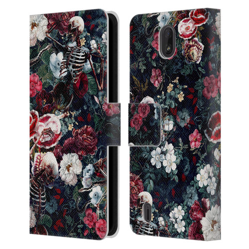 Riza Peker Skulls 9 Skeletal Bloom Leather Book Wallet Case Cover For Nokia C01 Plus/C1 2nd Edition