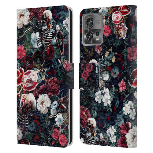 Riza Peker Skulls 9 Skeletal Bloom Leather Book Wallet Case Cover For Motorola Moto Edge 30 Fusion