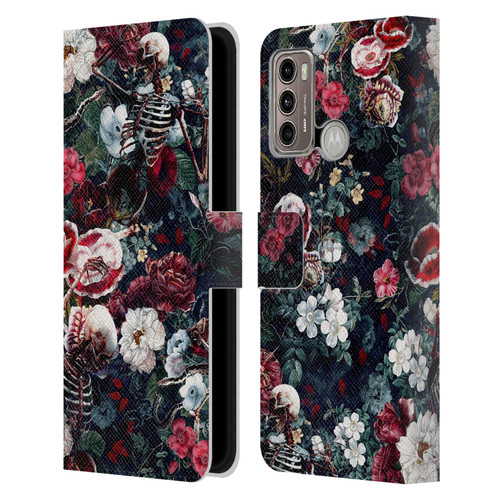 Riza Peker Skulls 9 Skeletal Bloom Leather Book Wallet Case Cover For Motorola Moto G60 / Moto G40 Fusion