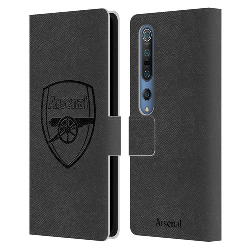 Arsenal FC Crest 2 Black Logo Leather Book Wallet Case Cover For Xiaomi Mi 10 5G / Mi 10 Pro 5G