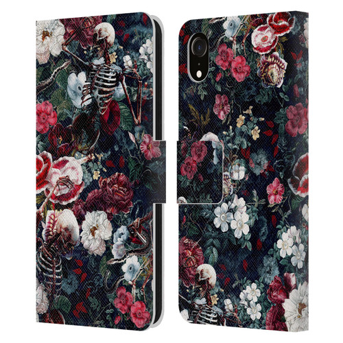 Riza Peker Skulls 9 Skeletal Bloom Leather Book Wallet Case Cover For Apple iPhone XR