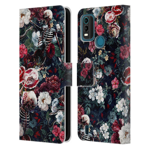Riza Peker Skulls 9 Skeletal Bloom Leather Book Wallet Case Cover For Nokia G11 Plus