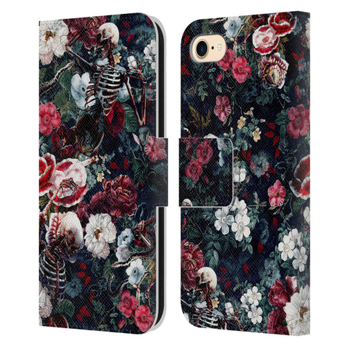 Riza Peker Skulls 9 Skeletal Bloom Leather Book Wallet Case Cover For Apple iPhone 7 / 8 / SE 2020 & 2022