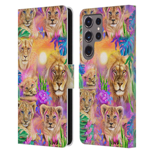 Sheena Pike Big Cats Daydream Lions And Cubs Leather Book Wallet Case Cover For Samsung Galaxy S24 Ultra 5G