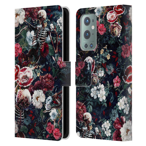 Riza Peker Skulls 9 Skeletal Bloom Leather Book Wallet Case Cover For OnePlus 9