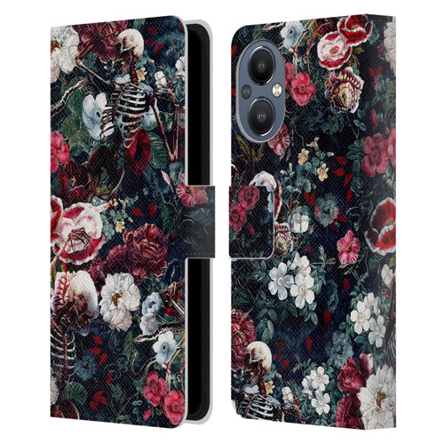 Riza Peker Skulls 9 Skeletal Bloom Leather Book Wallet Case Cover For OnePlus Nord N20 5G