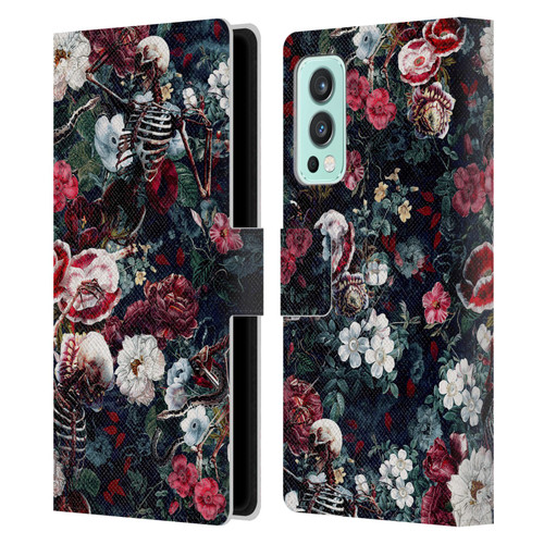 Riza Peker Skulls 9 Skeletal Bloom Leather Book Wallet Case Cover For OnePlus Nord 2 5G