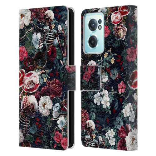 Riza Peker Skulls 9 Skeletal Bloom Leather Book Wallet Case Cover For OnePlus Nord CE 2 5G