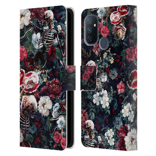 Riza Peker Skulls 9 Skeletal Bloom Leather Book Wallet Case Cover For OnePlus Nord N100