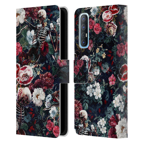 Riza Peker Skulls 9 Skeletal Bloom Leather Book Wallet Case Cover For OPPO Find X2 Neo 5G