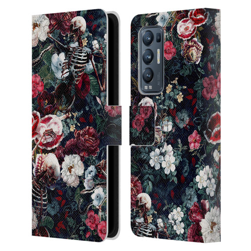 Riza Peker Skulls 9 Skeletal Bloom Leather Book Wallet Case Cover For OPPO Find X3 Neo / Reno5 Pro+ 5G