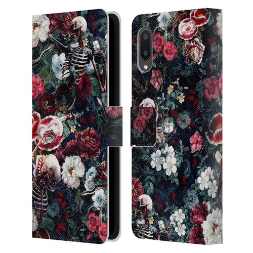 Riza Peker Skulls 9 Skeletal Bloom Leather Book Wallet Case Cover For Samsung Galaxy A02/M02 (2021)