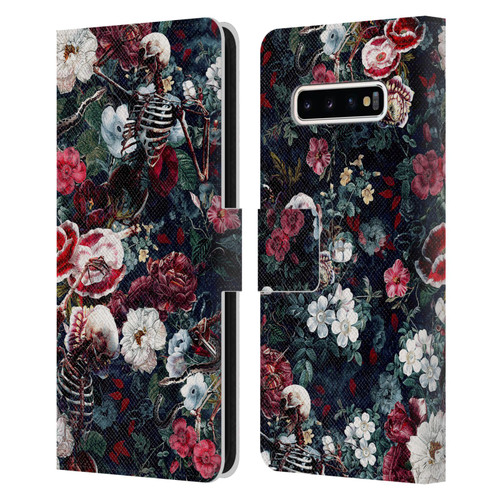 Riza Peker Skulls 9 Skeletal Bloom Leather Book Wallet Case Cover For Samsung Galaxy S10+ / S10 Plus