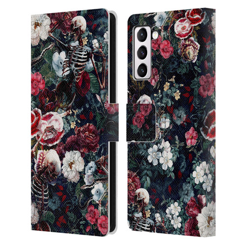 Riza Peker Skulls 9 Skeletal Bloom Leather Book Wallet Case Cover For Samsung Galaxy S21+ 5G