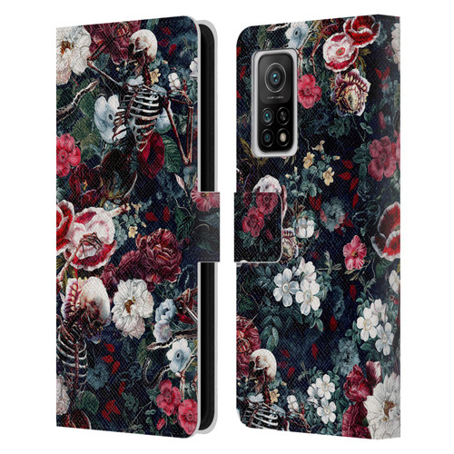 Riza Peker Skulls 9 Skeletal Bloom Leather Book Wallet Case Cover For Xiaomi Mi 10T 5G