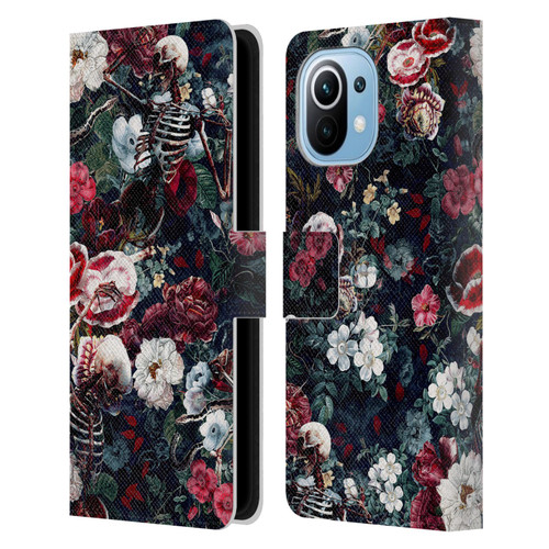 Riza Peker Skulls 9 Skeletal Bloom Leather Book Wallet Case Cover For Xiaomi Mi 11