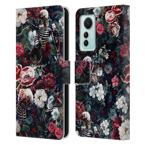 Riza Peker Skulls 9 Skeletal Bloom Leather Book Wallet Case Cover For Xiaomi 12 Lite