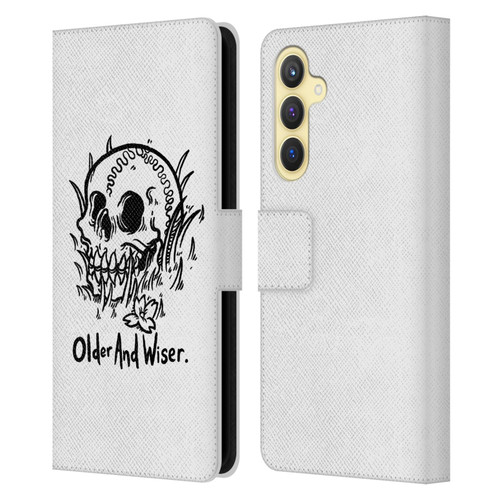 Matt Bailey Skull Older And Wiser Leather Book Wallet Case Cover For Samsung Galaxy S23 FE 5G