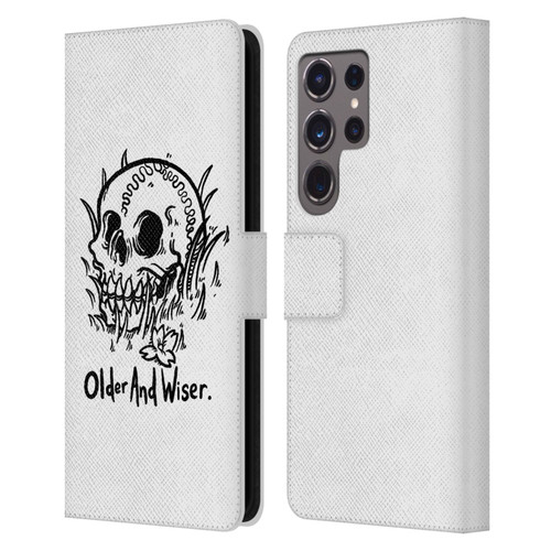 Matt Bailey Skull Older And Wiser Leather Book Wallet Case Cover For Samsung Galaxy S24 Ultra 5G