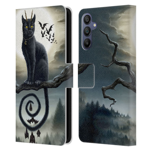 Sarah Richter Animals Gothic Black Cat & Bats Leather Book Wallet Case Cover For Samsung Galaxy A15