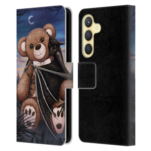 Sarah Richter Animals Bat Cuddling A Toy Bear Leather Book Wallet Case Cover For Samsung Galaxy S24 5G
