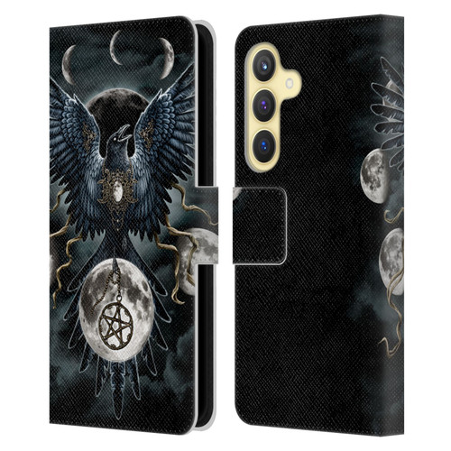 Sarah Richter Animals Gothic Black Raven Leather Book Wallet Case Cover For Samsung Galaxy S24 5G