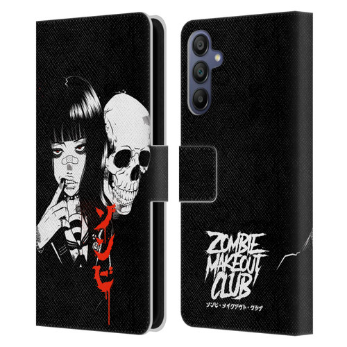 Zombie Makeout Club Art Girl And Skull Leather Book Wallet Case Cover For Samsung Galaxy A15
