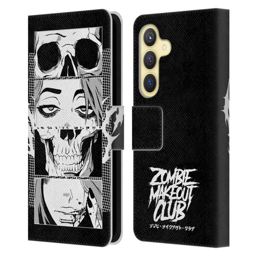 Zombie Makeout Club Art Skull Collage Leather Book Wallet Case Cover For Samsung Galaxy S24 5G