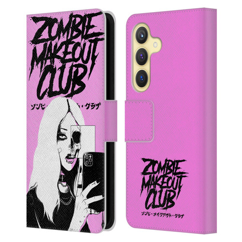 Zombie Makeout Club Art Selfie Skull Leather Book Wallet Case Cover For Samsung Galaxy S24 5G