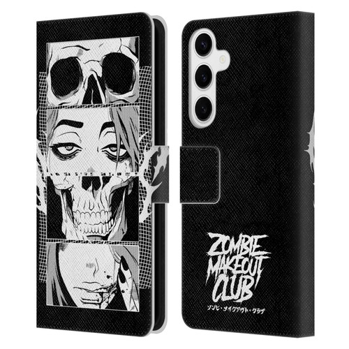 Zombie Makeout Club Art Skull Collage Leather Book Wallet Case Cover For Samsung Galaxy S24+ 5G
