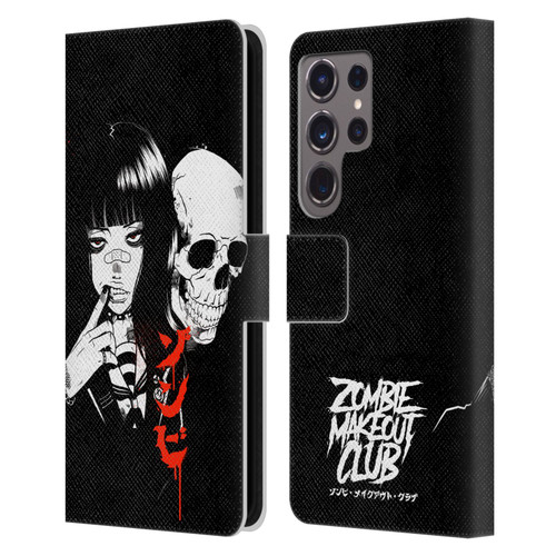 Zombie Makeout Club Art Girl And Skull Leather Book Wallet Case Cover For Samsung Galaxy S24 Ultra 5G