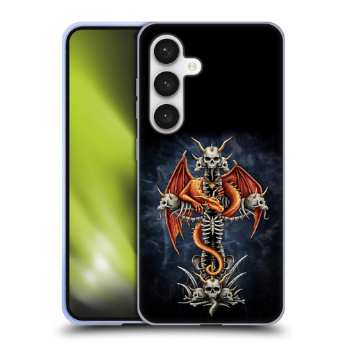 Sarah Richter Fantasy Creatures Red Dragon Guarding Bone Cross Soft Gel Case for Samsung Galaxy S24 5G